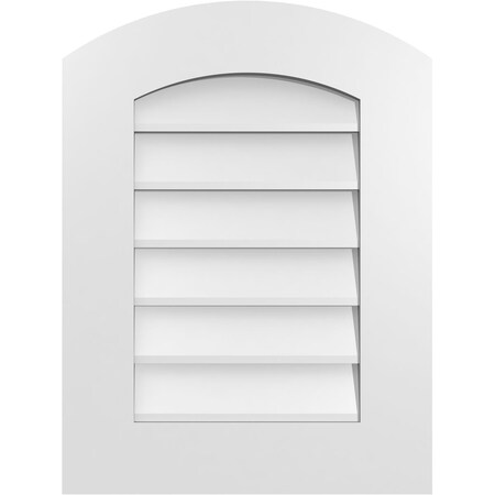 Ekena Millwork Arch Top Surface Mount PVC Gable Vent: Functional, w/ 3-1/2"W x 1"P Standard Frame, 18"W x 24"H GVPAR18X2401SF